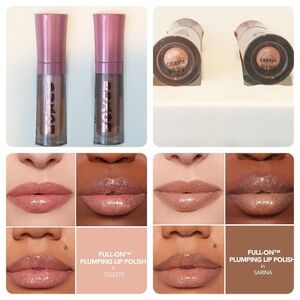 Set of 2 New Buxom Plumping Lip Polish - Sarina & Celeste - .07 fl oz - Metallic